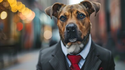DOG IN A SUIT IN THE CITY