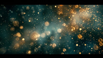 A blurred canvas of deep endless space speckled with luminous spheres that dance a the darkness. .