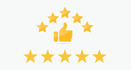 Five stars rating review icon. Feedback, Best seller, Quality icon isolated on white background. Vector illustration