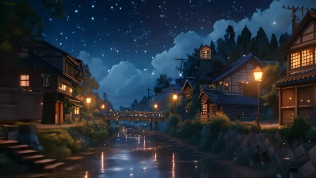 video night view in the village