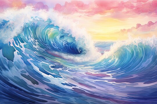 Stormy Ocean Wave Gradients: Wild Water Spectrum Brilliance