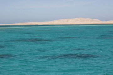 red sea, seascape, skyscape and mountains