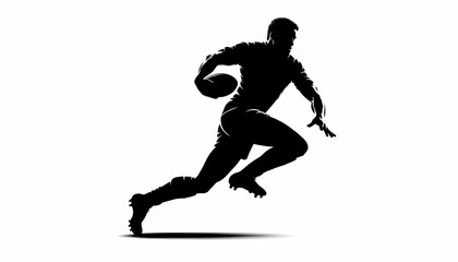 Fototapeta na wymiar Silhouette of a rugby player on a white background.