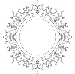 vector illustration, sketch design, vintage classic old iron ornament with carved details