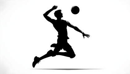 Fototapeta na wymiar Silhouette of a volleyball player on a white background.