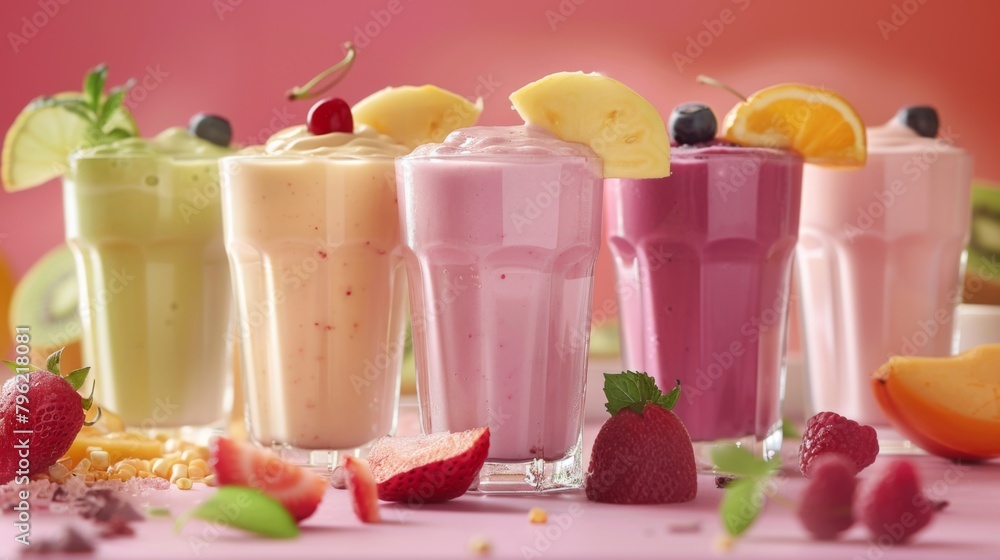 Aufkleber An array of fruit smoothies in glasses, capturing the essence of freshness and vitality