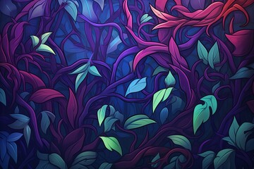 Tangled Jungle Vine Gradients Poster: Vibrant Vine Pattern Harmony