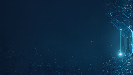 Circuit, chip, hardware, AI engineering, and future technology concept image with copy space. Abstract background.