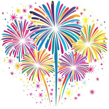 Colorful Fireworks Clipart PNG for Holiday and Celebration Events. Bright and Colorful Lights 