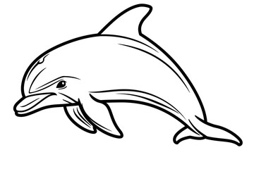 Fototapeta premium basic cartoon clip art of a Dolphin, bold lines, no gray scale, simple coloring page for toddlers