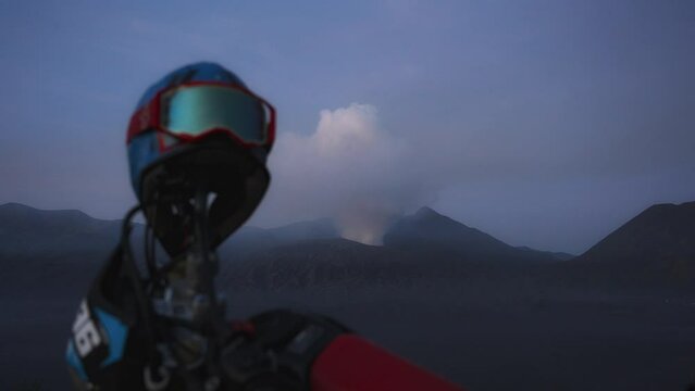 Motorcycle background volcanic eruption Gunung Marapi