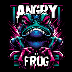 Ai generates a illustration of an angry frog with graft typography vector