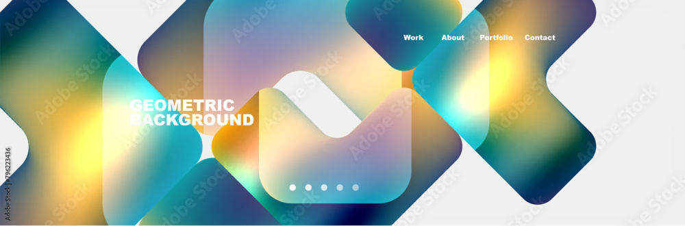 Fototapete a vibrant aqua abstract background featuring geometric shapes like circles and rectangles on a crisp