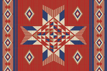 Navajo Native America South Western inspired area rugs ethnic decor style. tribal vector seamless pattern. Indian ornament Boho geometric ornament.folk.orientel. Window .blanket, rug. Woven carpet