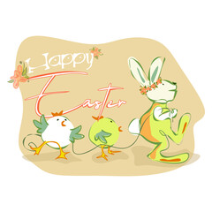 Happy Easter greeting card in pastel colors
