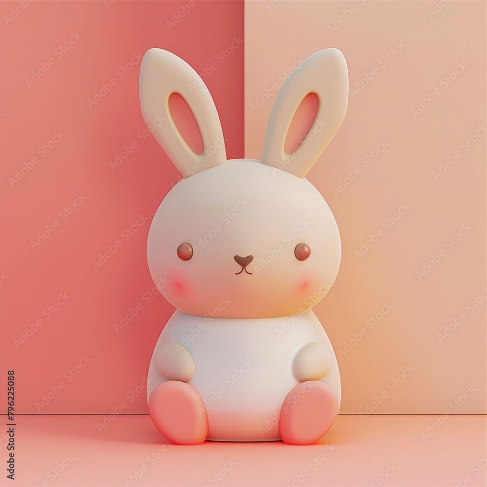 Poster create a 3d model icon of a bunny in a modern, stylized form, ai generative