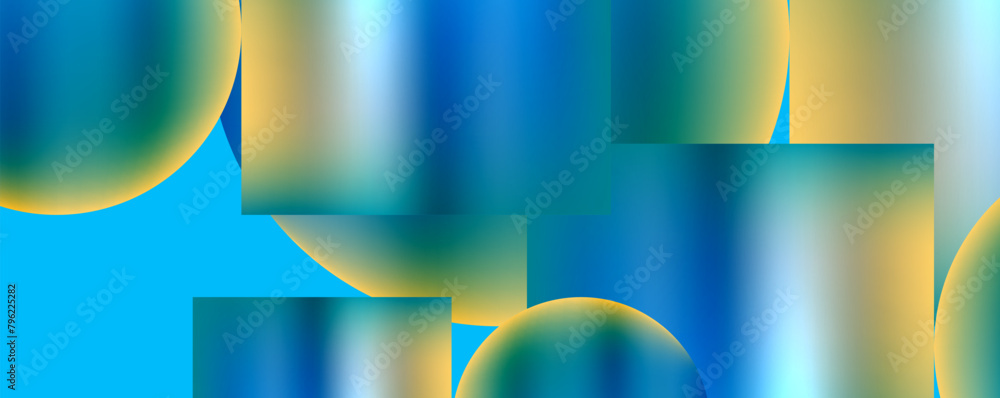 Aufkleber Vibrant and dynamic, this abstract background features electric blue and aqua squares and circles creating a lively pattern. The tints and shades add depth to the colorful artwork