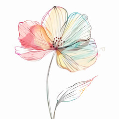 Fototapeta premium Flower with watercolor effect on white background. Vector illustration.