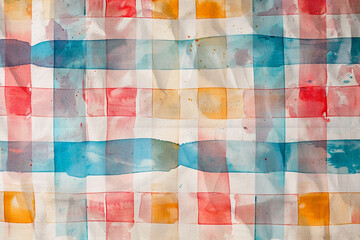 Vintage watercolor gingham check