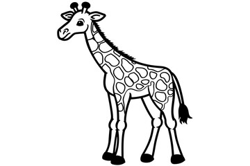 Fototapeta premium basic cartoon clip art of a Giraffe, bold lines, no gray scale, simple coloring page for toddlers