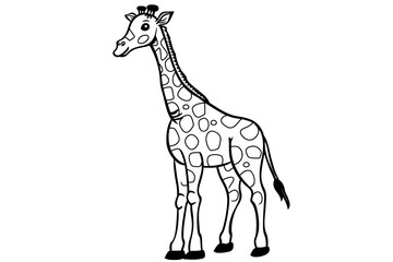 basic cartoon clip art of a Giraffe, bold lines, no gray scale, simple coloring page for toddlers