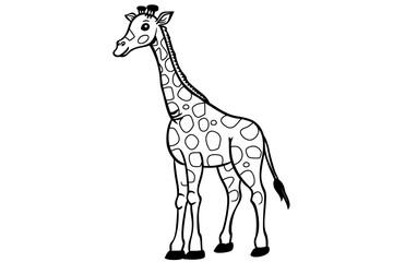 Fototapeta premium basic cartoon clip art of a Giraffe, bold lines, no gray scale, simple coloring page for toddlers