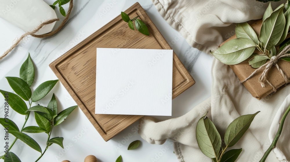 Poster minimalistic blank mockup of botanical garden labels featuring clean lines and a simple elegant desi