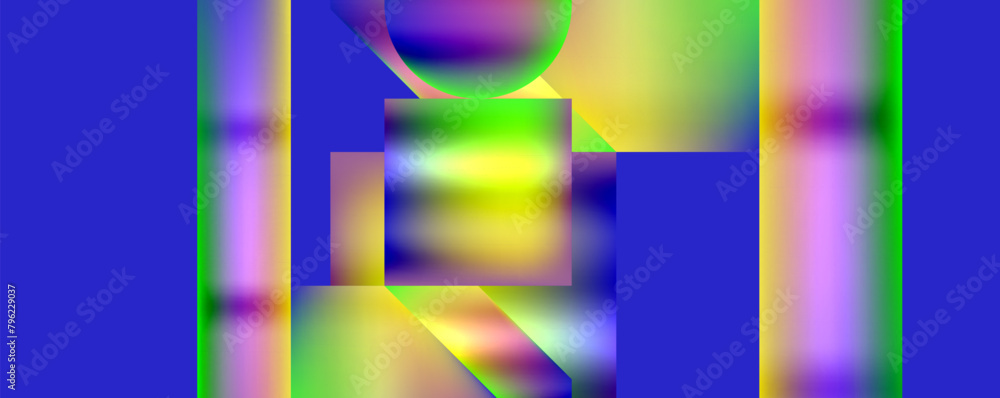 Poster a vibrant computergenerated artwork featuring a colorful geometric pattern on an azure background wi