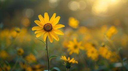 Beautiful blooming Sunflower meadow, field. Close-up Sunflower. Beautiful scenery. Nature. Beauty.