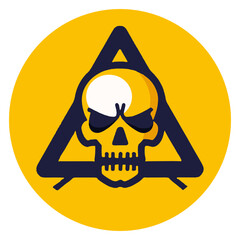 Skull and crossbones icon illustration triangular sign for dangerous hazard stay away
