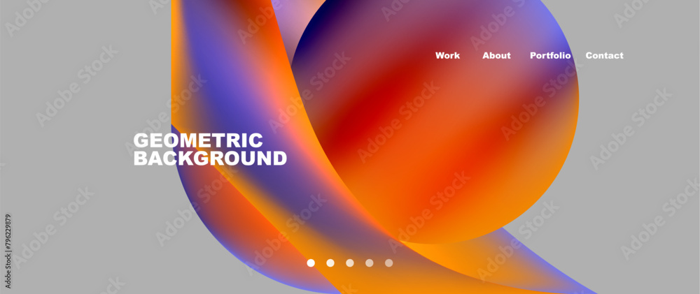 Poster a vibrant liquid amber circle in the middle of a colorful geometric background resembling automotive