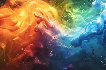 Fototapeta premium Vibrant Fluid Rainbow Spectrum in Captivating Motion:An of Color,Energy,and Digital Creativity