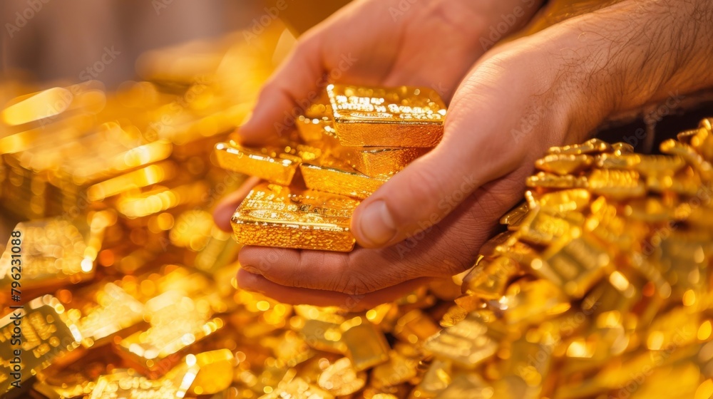 Poster close-up of a financial planner discussing gold investment strategies with a client, emphasizing lon