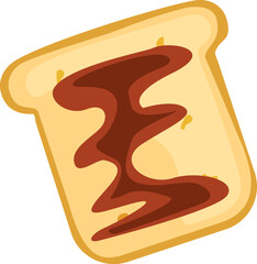 White bread toast icon with chocolate vector image. Chocolate paste sandwich isolated on white