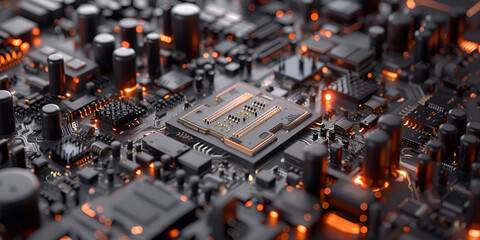 A close up of a computer mother board - obrazy, fototapety, plakaty