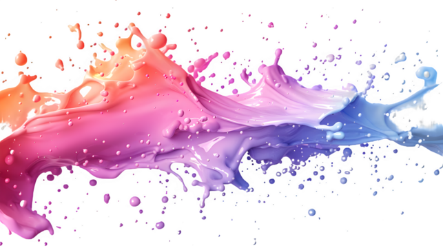 Colorful paint splashes isolated on a transparent background, PNG, Ai