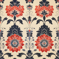 Vintage Victorian Floral Seamless Pattern Wallpaper