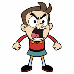 A Carton flat character vector shouting with angry mode (11)