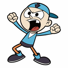 A Carton flat character vector shouting with angry mode (14)