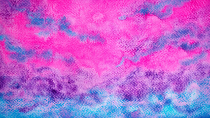 blue, pink, purple color sky nature sunlight day bright light cloud outdoor landscape heaven background art watercolor painting illustration design sweet colorful hand drawing scene horizon scenic