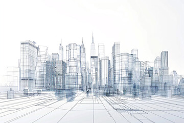 wireframe design of a popular city skyline