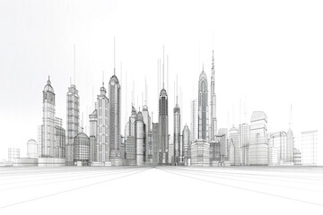 wireframe design of a popular city skyline