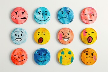 Fototapeta premium Group of painted faces on white background. Great for artistic projects