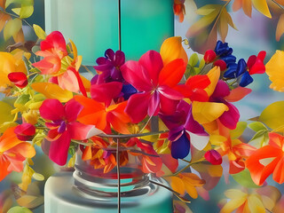 Create a vibrant spring scene with a blooming flowers Ai generated. 