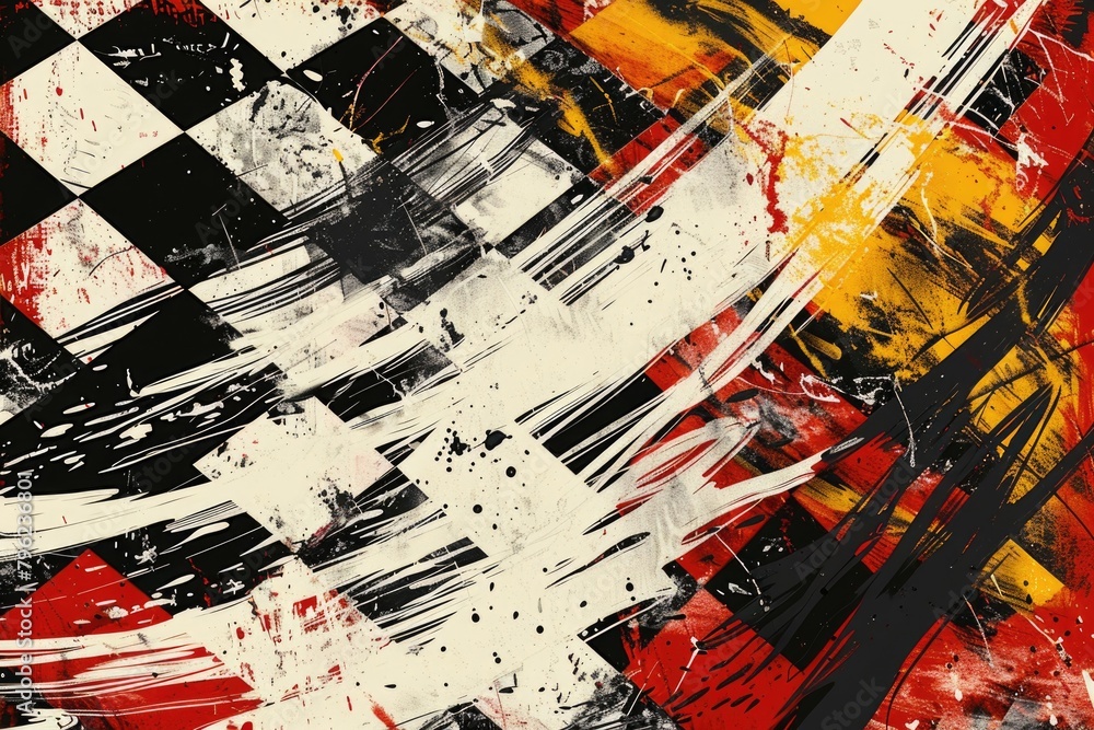 Poster close up of a painting with a checkered background. suitable for art and design projects