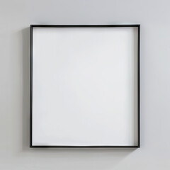 Fototapeta premium A black frame with white paper on a white wall.