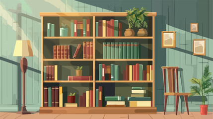 Shelf unit with books in room Vectot style vector design