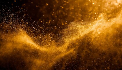 water drops on the surface, "Golden Elegance: Intriguing Dark Background Adorned with Wave Shaped Dust Splashes"