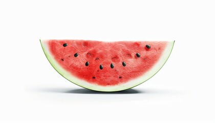Vibrant watermelon slice on white background  iconic summer fruit captured in refreshing detail