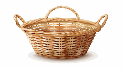 Fototapeta na wymiar Empty straw basket with two handles. Realistic tradition